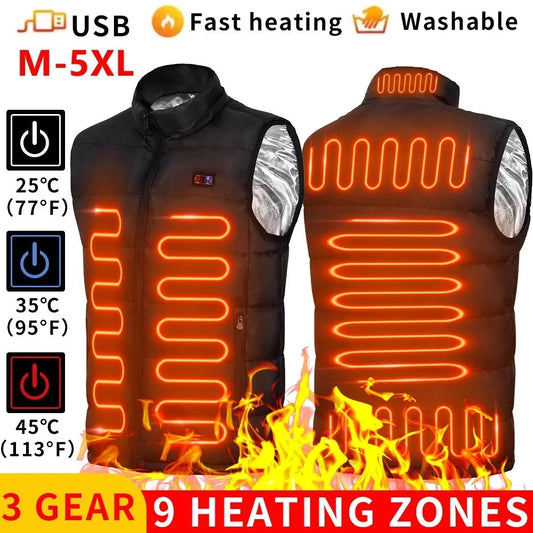 9-Zone Heated Jacket | USB Electric Heating Coat | Graphene Warmth | Unisex Sportswear