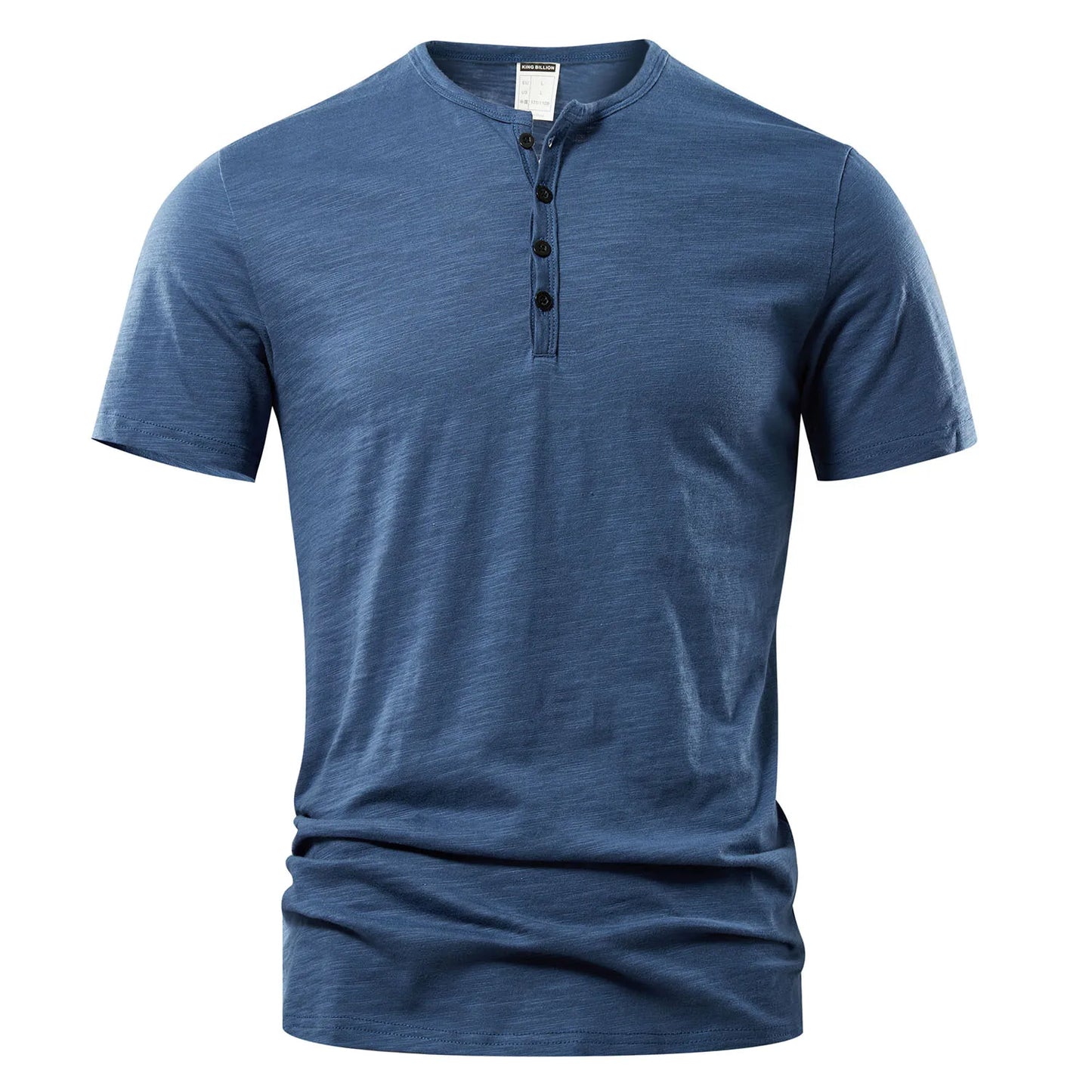 Men's Casual T-shirt: High quality, summer short sleeve, Henry neck, fashionable basic tee.