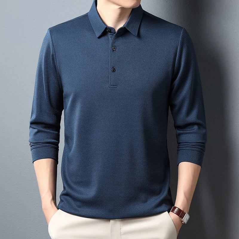 Men's Casual Polo Long Sleeve T-shirt Summer Comfortable Top