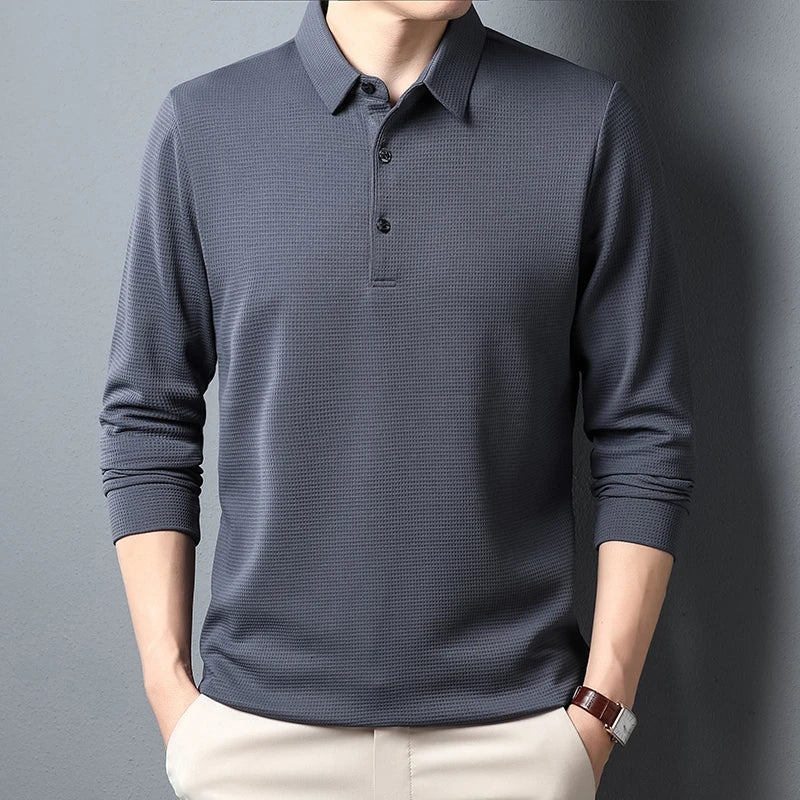 Men's Casual Polo Long Sleeve T-shirt Summer Comfortable Top