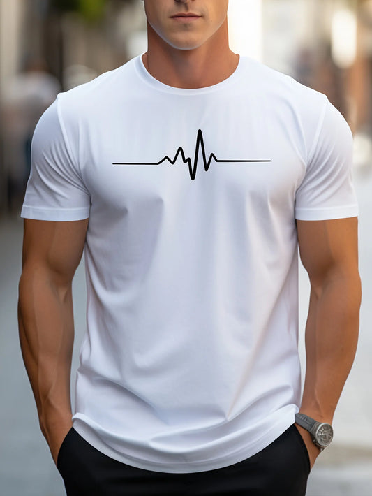 Men's 100% Cotton T-shirt: Loose, creative graphic print, slim fit, casual sports round neck, short sleeve for summer.