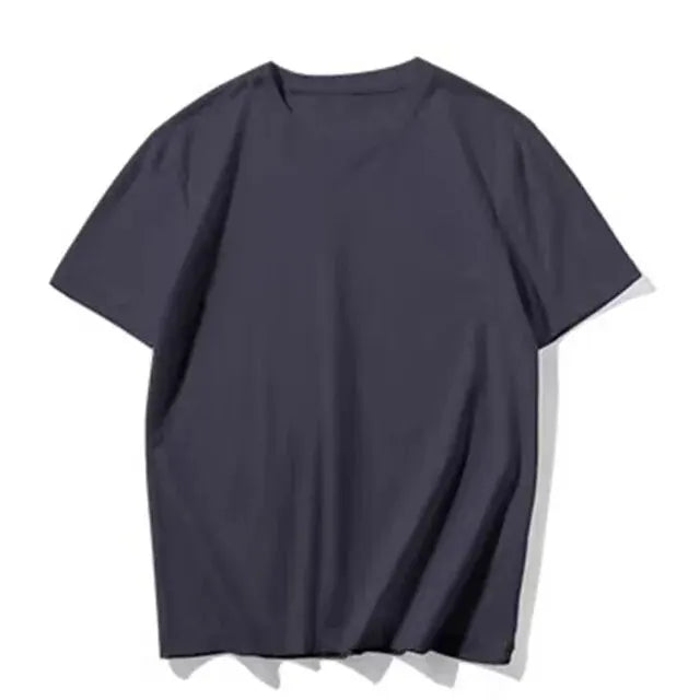 Summer Men's T-shirt: 100% cotton, casual short sleeve, solid crew neck, soft, loose fit, basic tee.