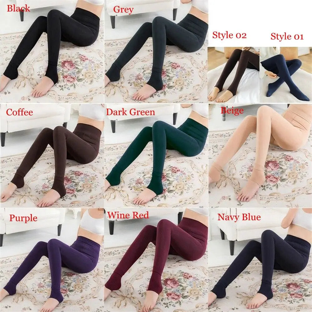 Women Thermal Warm Thick Pantyhose Fluff Lined Stretch Leggings