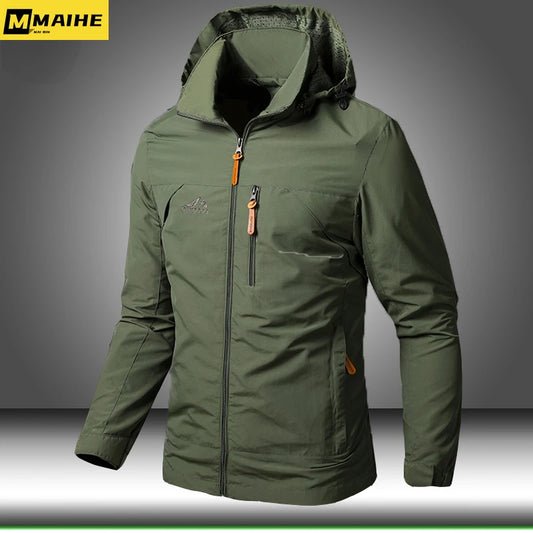 Men's Waterproof Windbreaker | Military Hooded Combat Jacket | Outdoor Hiking & Biking Coat