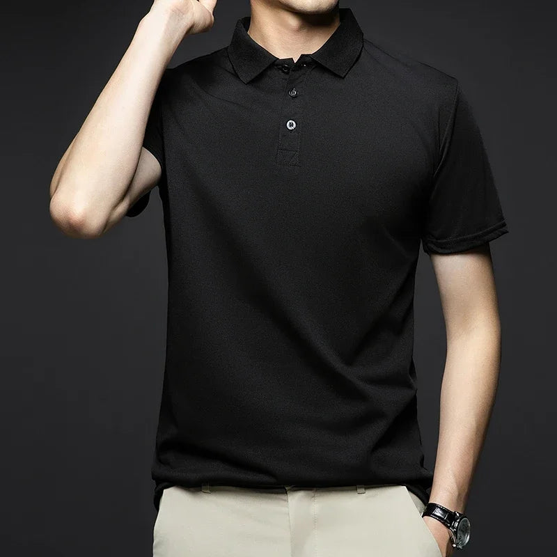 Men's Fashion Solid Short Sleeved Polo Shirt Summer Comfortable Top