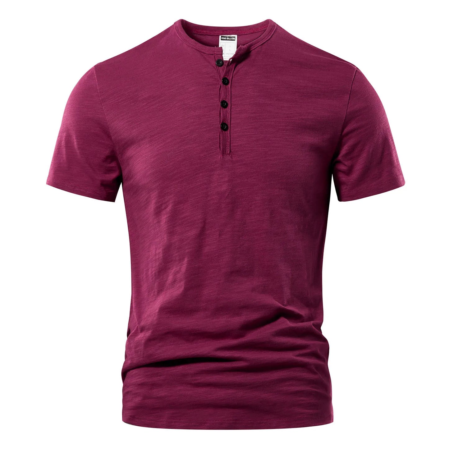 Men's Casual T-shirt: High quality, summer short sleeve, Henry neck, fashionable basic tee.