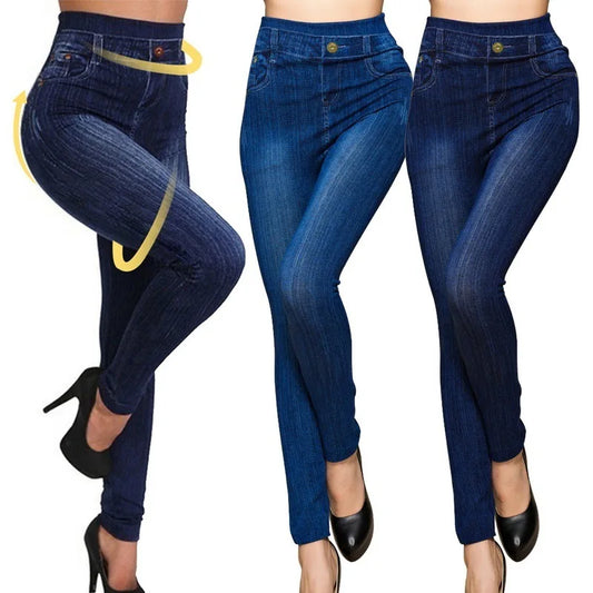 Women’s Denim Leggings – Fashion Slim Fit, Faux Jeans, Stretch, Summer Breeches, Multiple Sizes