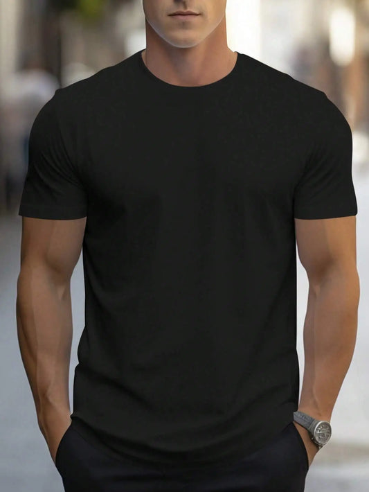 Hot Sale Men's T-shirt: Solid color, high-quality print, casual streetwear, oversized, loose fit, cotton, short sleeve for summer.