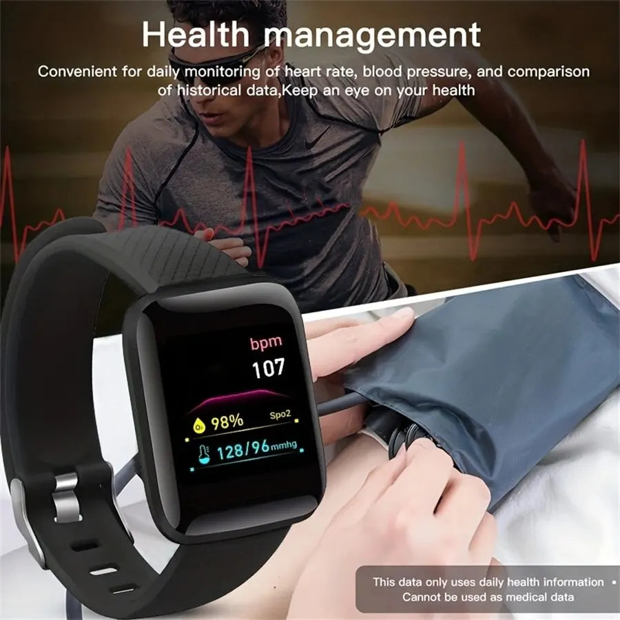 "Smartwatch for Men, Women & Kids - Messages, Music, Sports, Step & Calorie Tracker, Alarm - D13 116Plus"