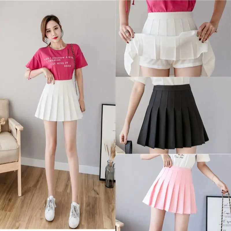 Women's 2024 Mini Skirt – Pleated, High Waist, Kawaii Pink Plaid, Harajuku Fashion