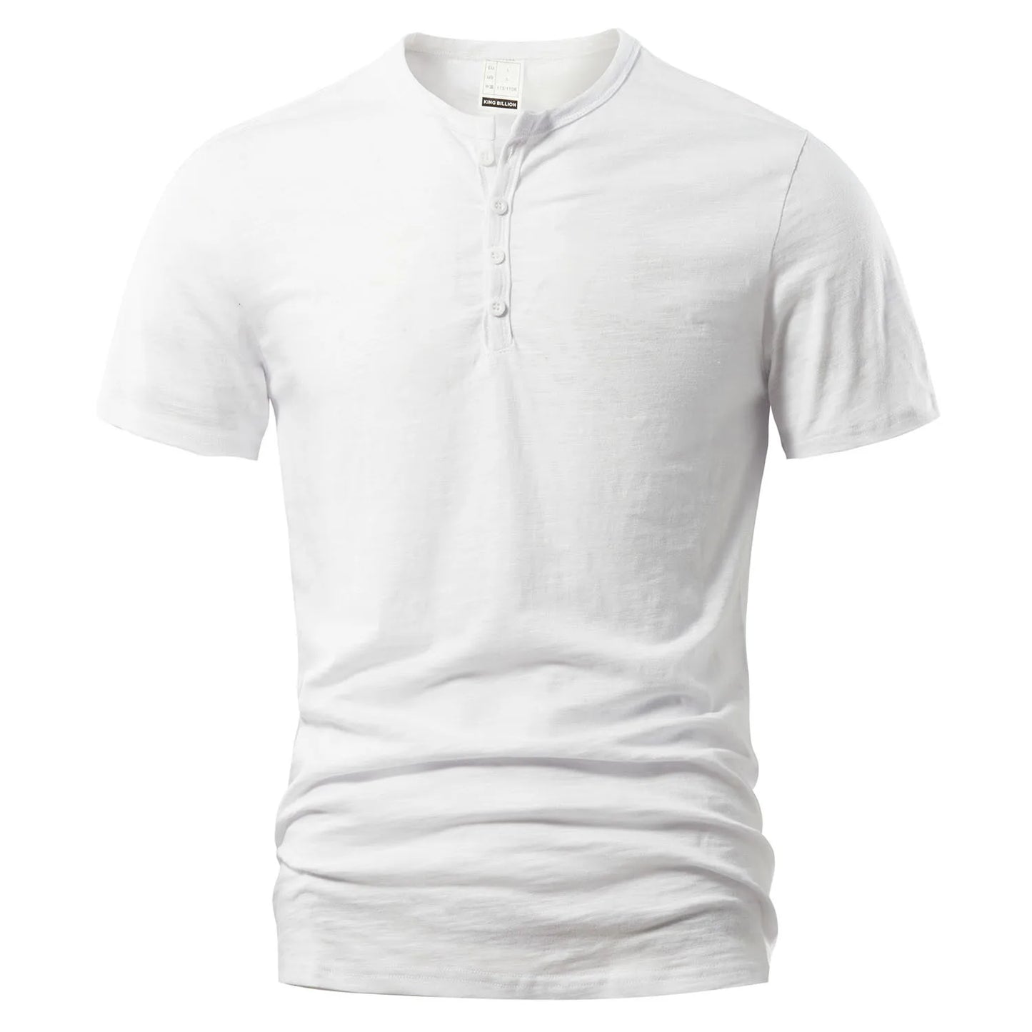 Men's Casual T-shirt: High quality, summer short sleeve, Henry neck, fashionable basic tee.