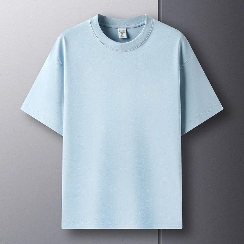 100% Pure Cotton T-shirt: High-end brand, summer, short sleeve, round neck, breathable and fashionable for men.