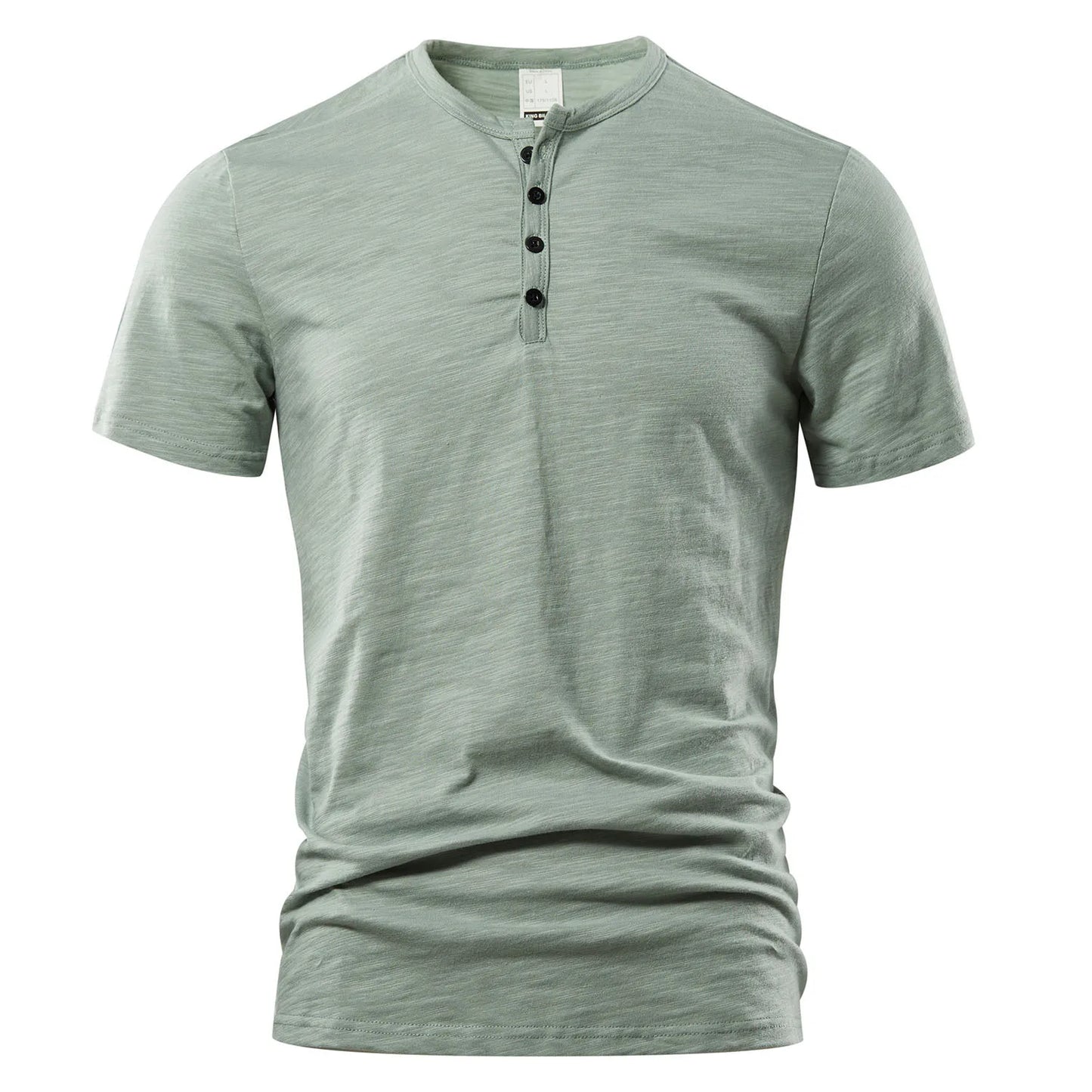 Men's Casual T-shirt: High quality, summer short sleeve, Henry neck, fashionable basic tee.