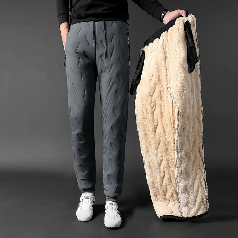 Men's Winter Fleece Sweatpants - Plush, Thermal, Windproof, Warm Cotton