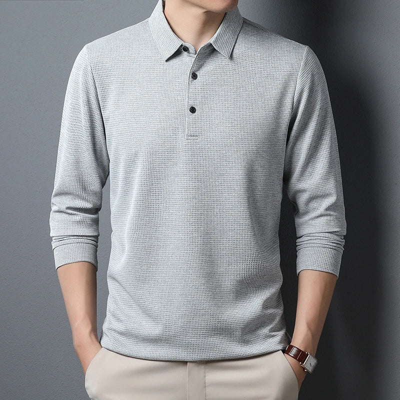 Men's Casual Polo Long Sleeve T-shirt Summer Comfortable Top