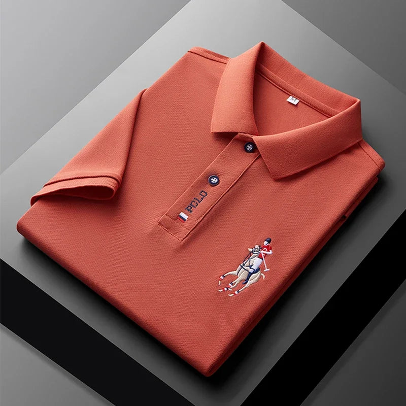 Men's Summer Embroidered Casual Short Sleeve POLO Shirt Comfortable Top.