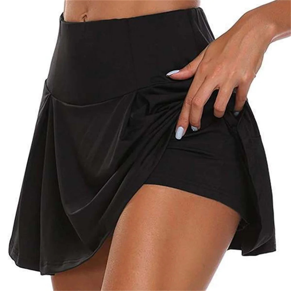 High-Waisted Sports Culottes – Quick-Dry, Yoga, Tennis, Running, Anti-Empty Lined Skirt