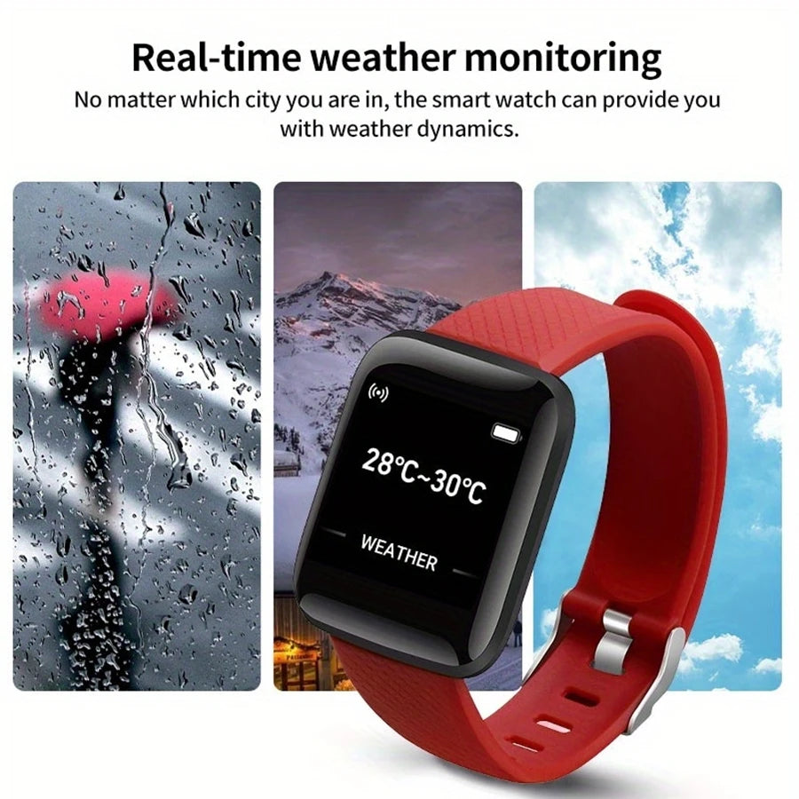 "Smartwatch for Men, Women & Kids - Messages, Music, Sports, Step & Calorie Tracker, Alarm - D13 116Plus"