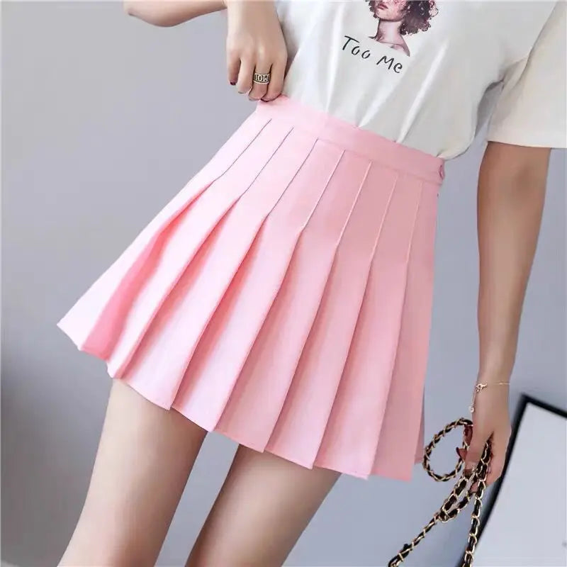 Women's 2024 Mini Skirt – Pleated, High Waist, Kawaii Pink Plaid, Harajuku Fashion