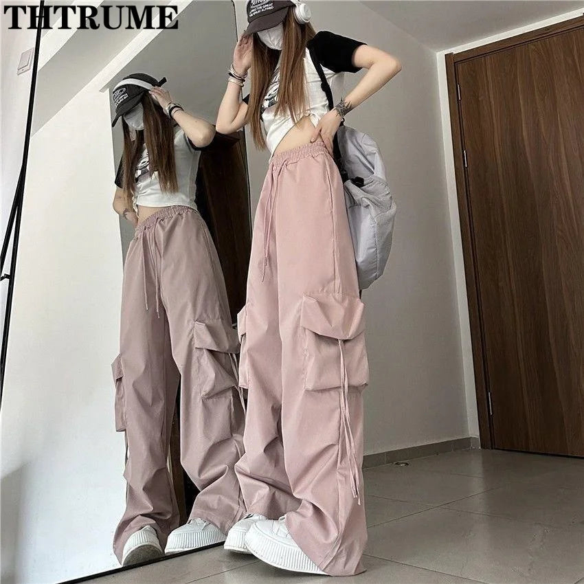 Retro Vintage Baggy Pants – Oversized, Drawstring, Pockets, Casual Streetwear Joggers