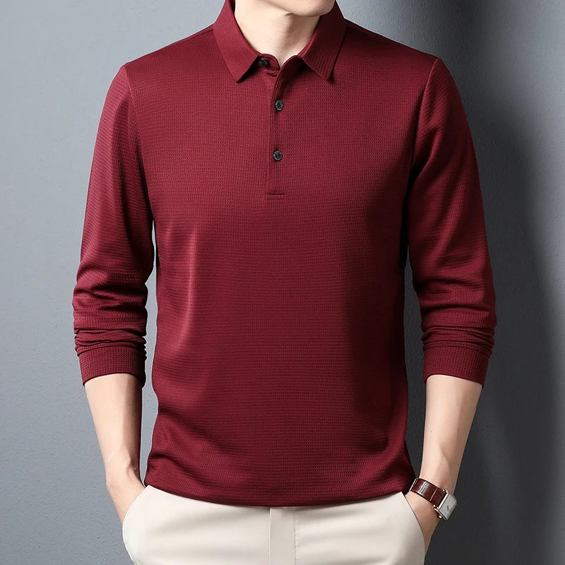 Men's Casual Polo Long Sleeve T-shirt Summer Comfortable Top