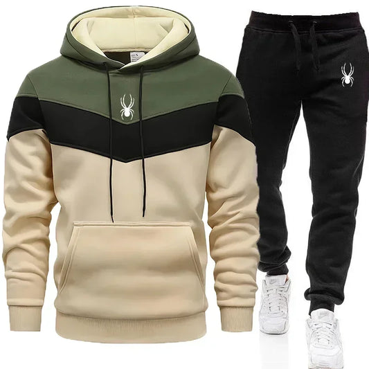 Men's Casual Sweatshirt Suit: Tricolor Hoodie, High Quality, Sports Tracksuit, Jogging.