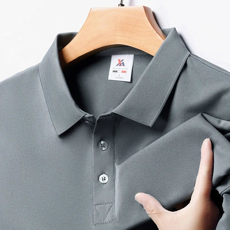 Men's Fashion Solid Short Sleeved Polo Shirt Summer Comfortable Top