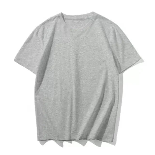 Summer Men's T-shirt: 100% cotton, casual short sleeve, solid crew neck, soft, loose fit, basic tee.