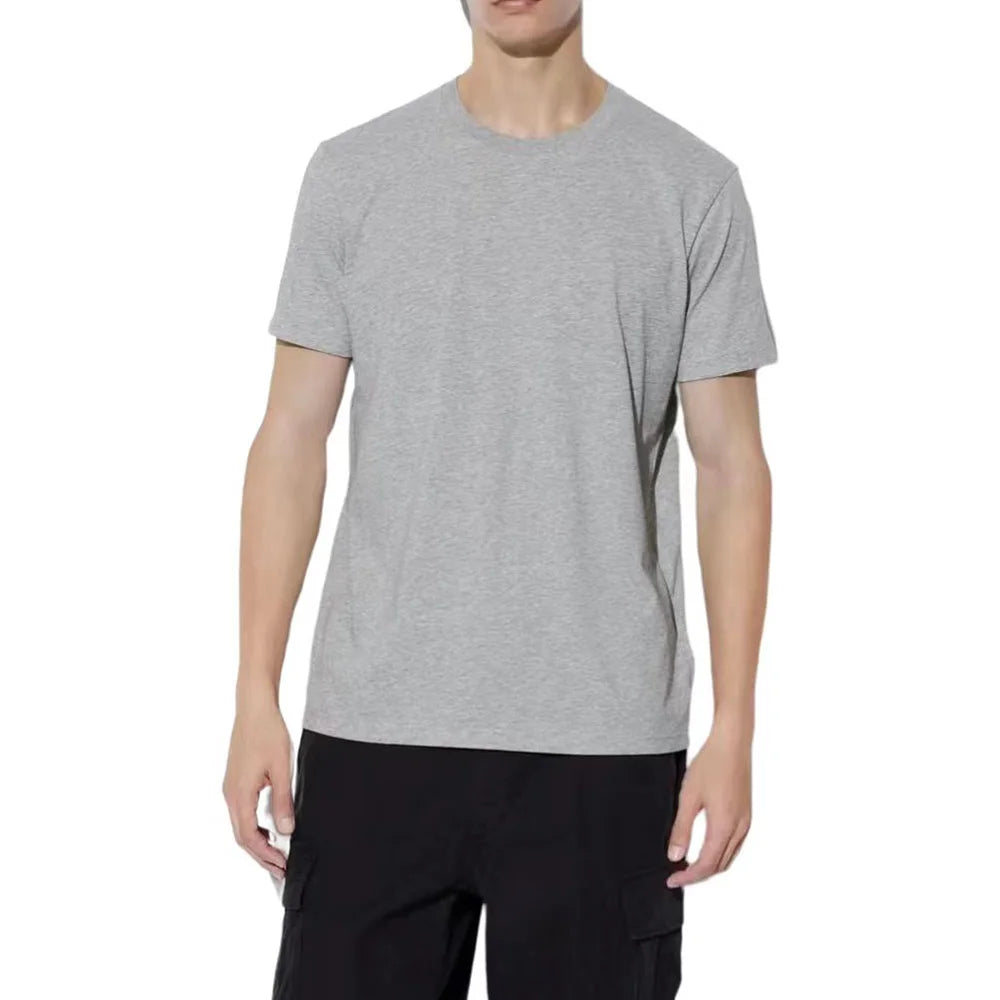 Summer Men's T-shirt: 100% cotton, casual short sleeve, solid crew neck, soft, loose fit, basic tee.