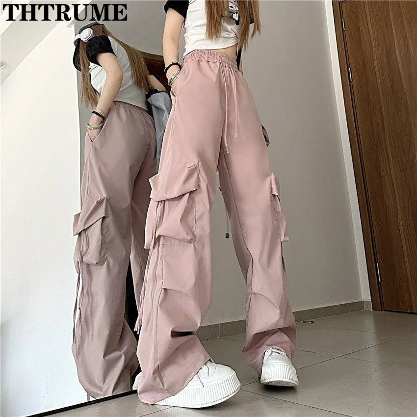 Retro Vintage Baggy Pants – Oversized, Drawstring, Pockets, Casual Streetwear Joggers