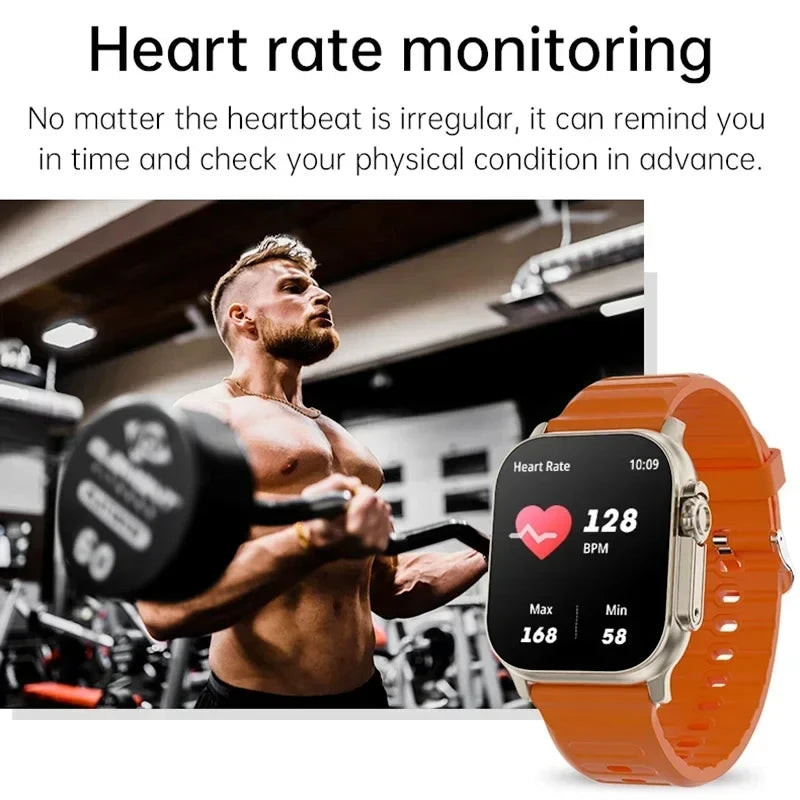 LAXASFIT T900Ultra Smartwatch: Bluetooth, Alerts, Heart Rate, Sports, for Android/iOS.