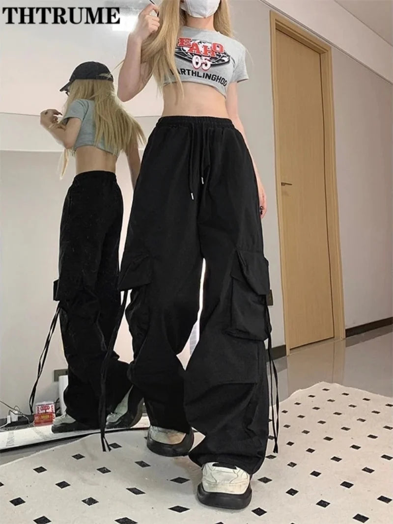 Retro Vintage Baggy Pants – Oversized, Drawstring, Pockets, Casual Streetwear Joggers