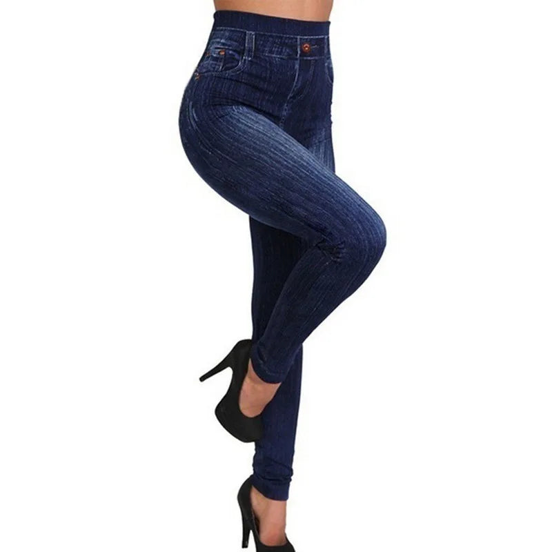 Women’s Denim Leggings – Fashion Slim Fit, Faux Jeans, Stretch, Summer Breeches, Multiple Sizes