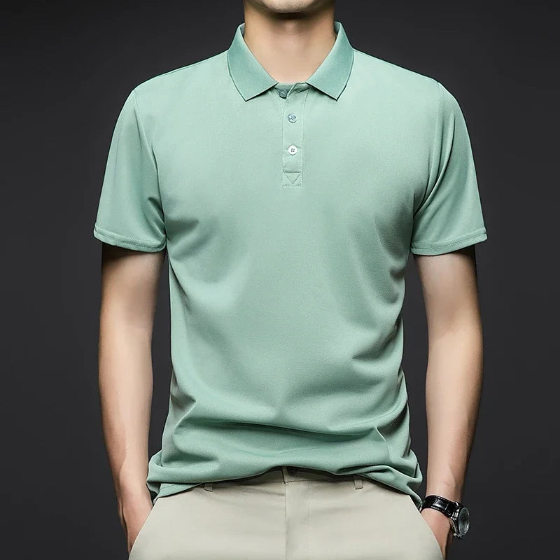 Men's Fashion Solid Short Sleeved Polo Shirt Summer Comfortable Top