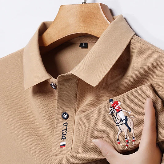 Men's Summer Embroidered Casual Short Sleeve POLO Shirt Comfortable Top.