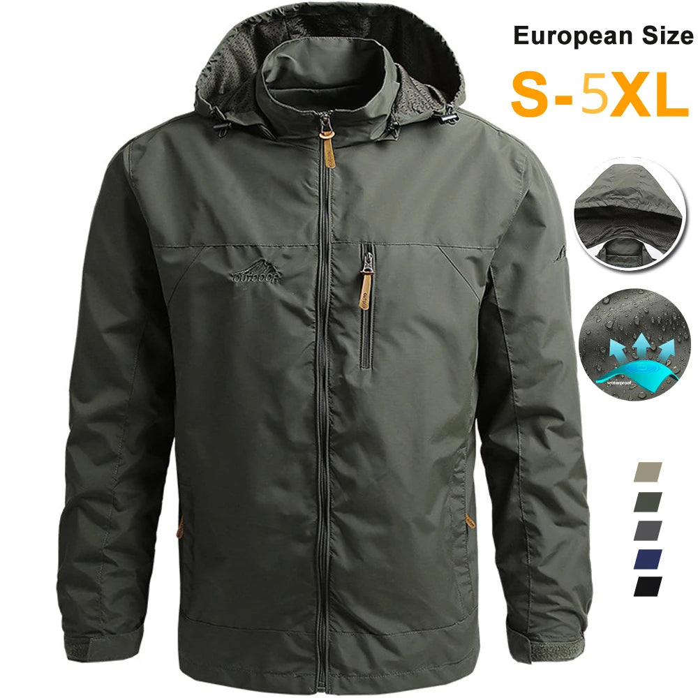 Men's Tactical Windbreaker | Waterproof Hooded Jacket | Lightweight Outdoor Military Coat (S-5XL)