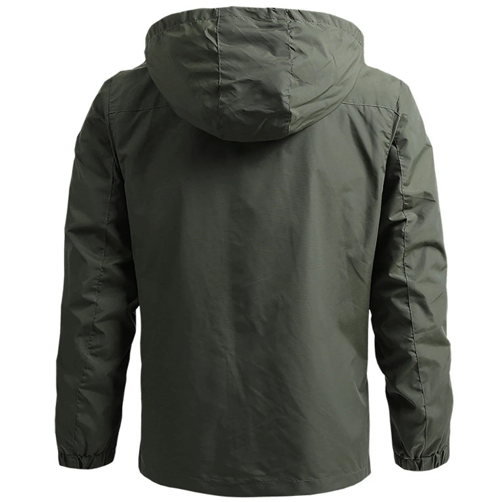 Men's Tactical Windbreaker | Waterproof Hooded Jacket | Lightweight Outdoor Military Coat (S-5XL)