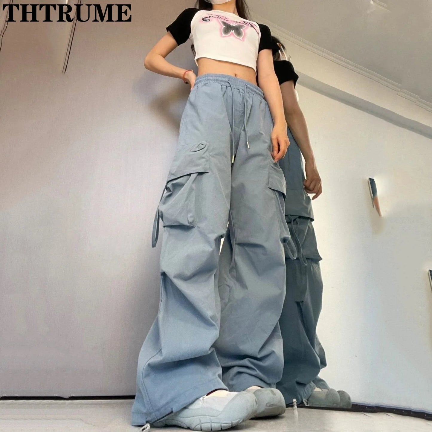 Retro Vintage Baggy Pants – Oversized, Drawstring, Pockets, Casual Streetwear Joggers