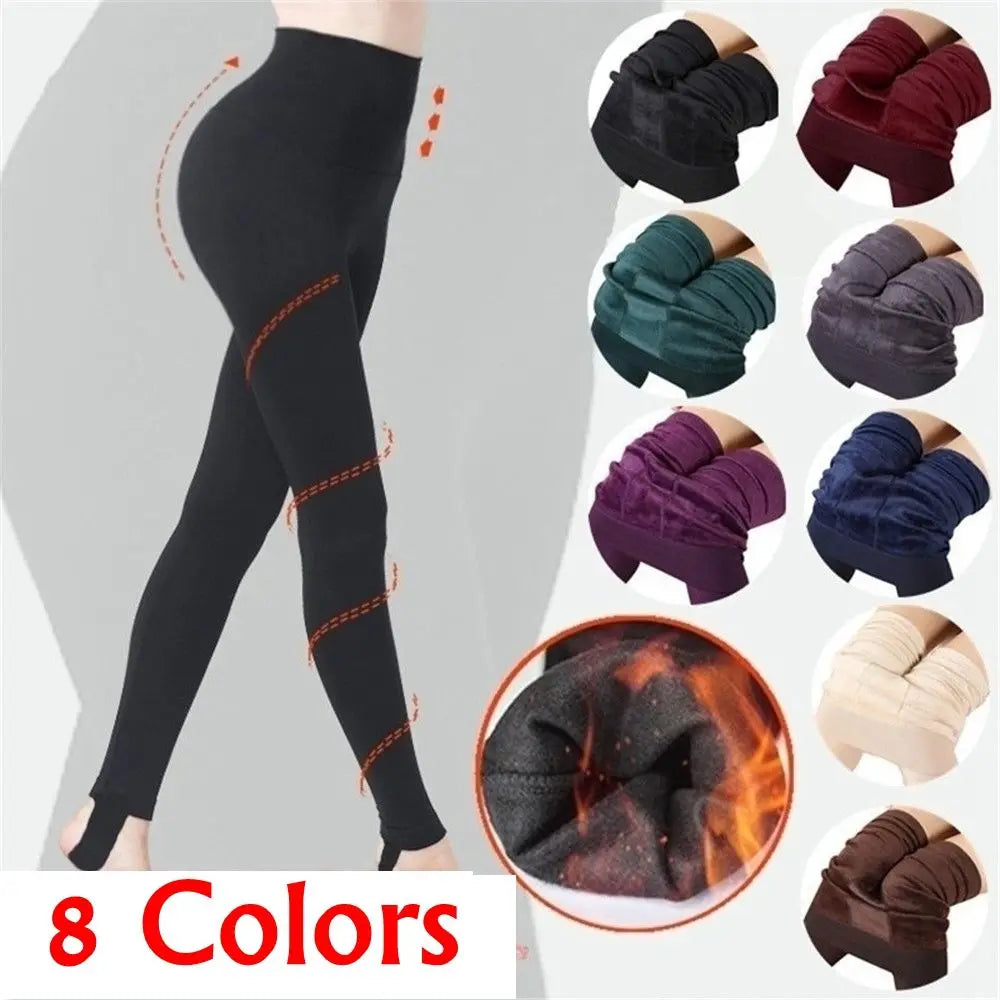 Women Thermal Warm Thick Pantyhose Fluff Lined Stretch Leggings