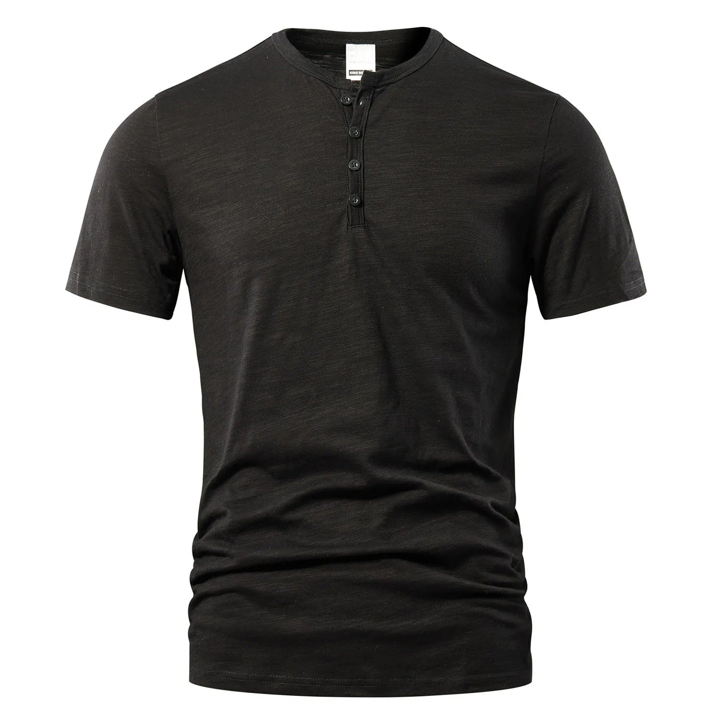 Men's Casual T-shirt: High quality, summer short sleeve, Henry neck, fashionable basic tee.