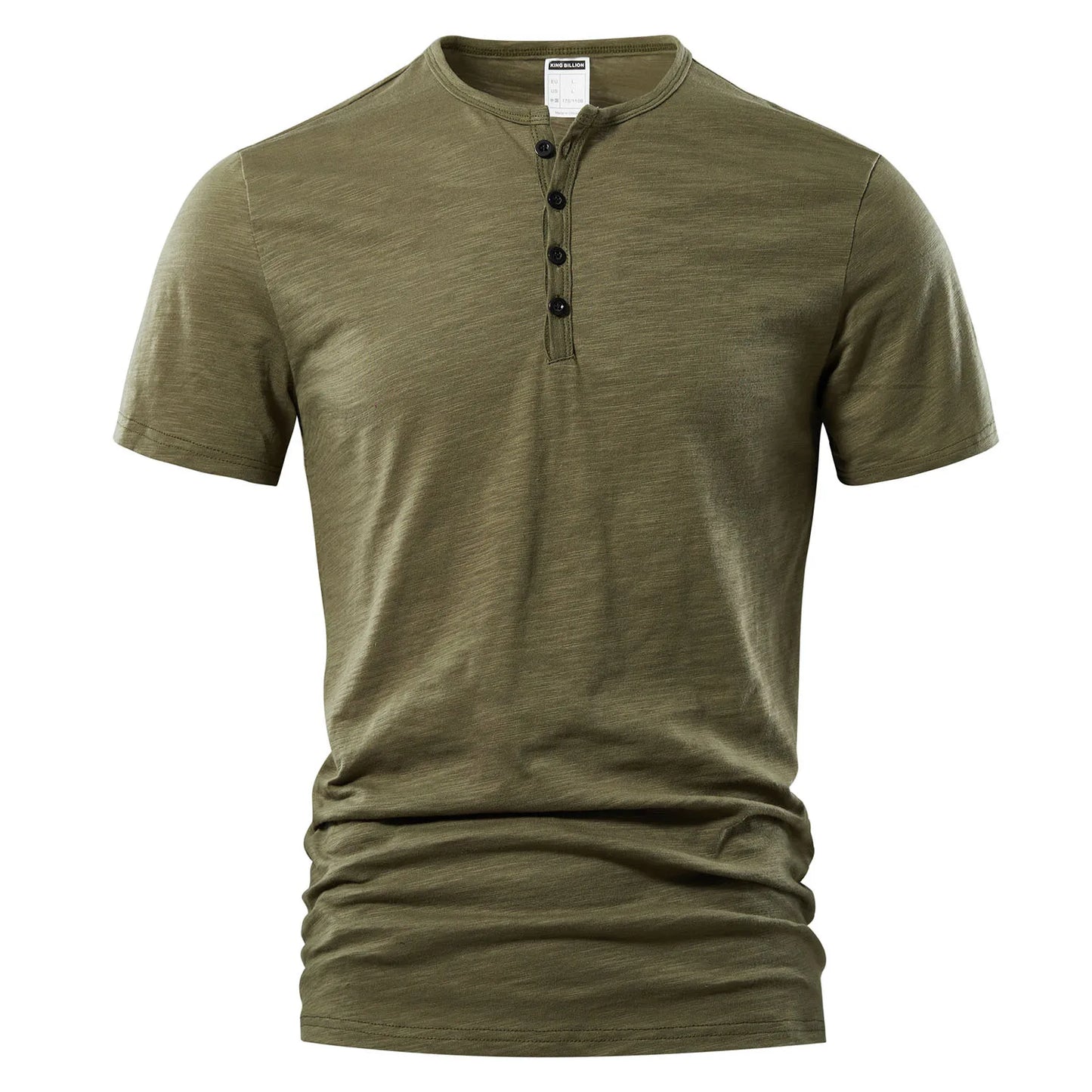 Men's Casual T-shirt: High quality, summer short sleeve, Henry neck, fashionable basic tee.