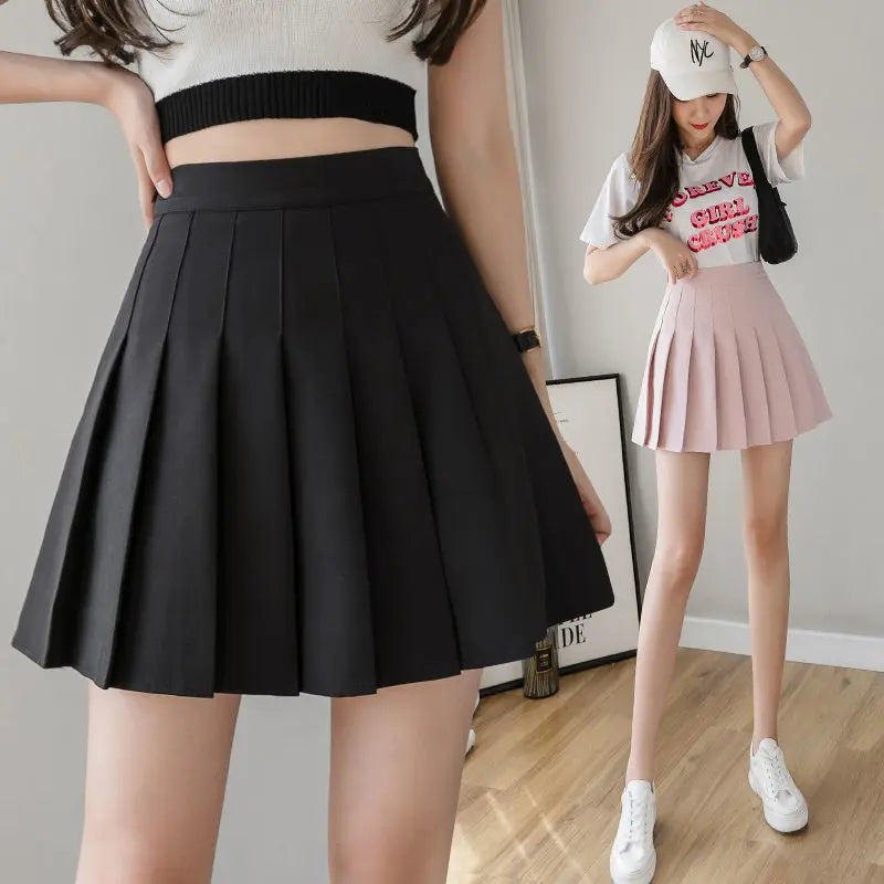 Women's 2024 Mini Skirt – Pleated, High Waist, Kawaii Pink Plaid, Harajuku Fashion