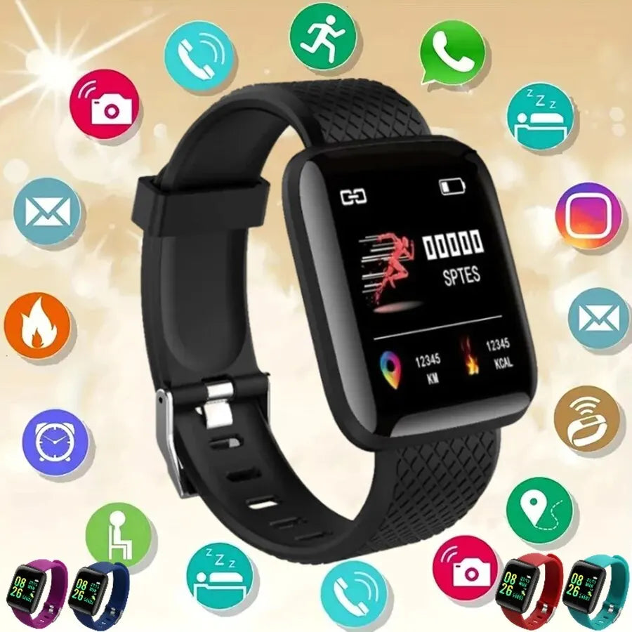 "Smartwatch for Men, Women & Kids - Messages, Music, Sports, Step & Calorie Tracker, Alarm - D13 116Plus"